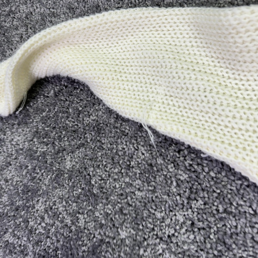 Divided Sweater Womens Small White Mock Neck Open Knit Cropped Pullover Top - Picture 7 of 9